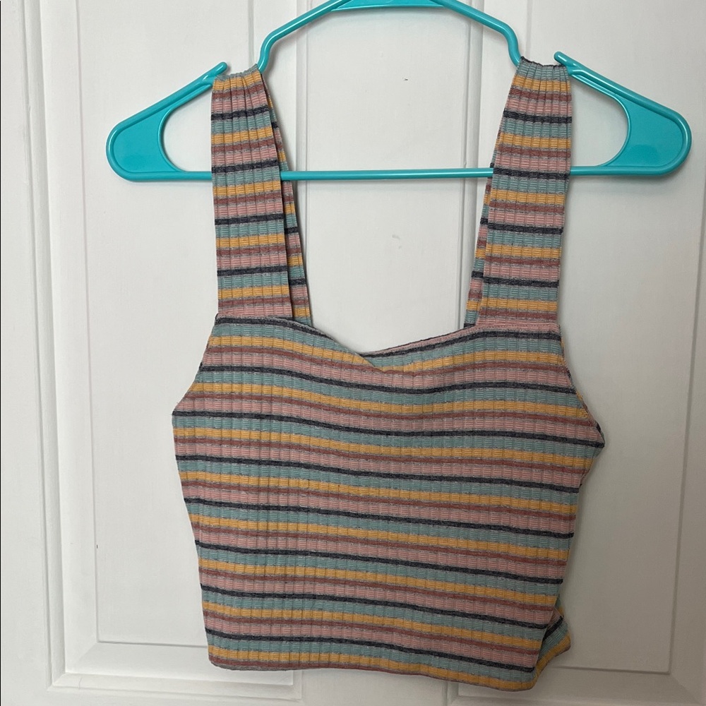 American Eagle Outfitters Striped Ribbed Crop Top